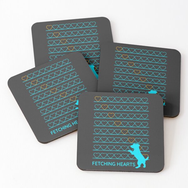 Item preview, Neon Cyan Dog Reaching For Orange Glowing Hearts designed and sold by ANJ Creative Designs.