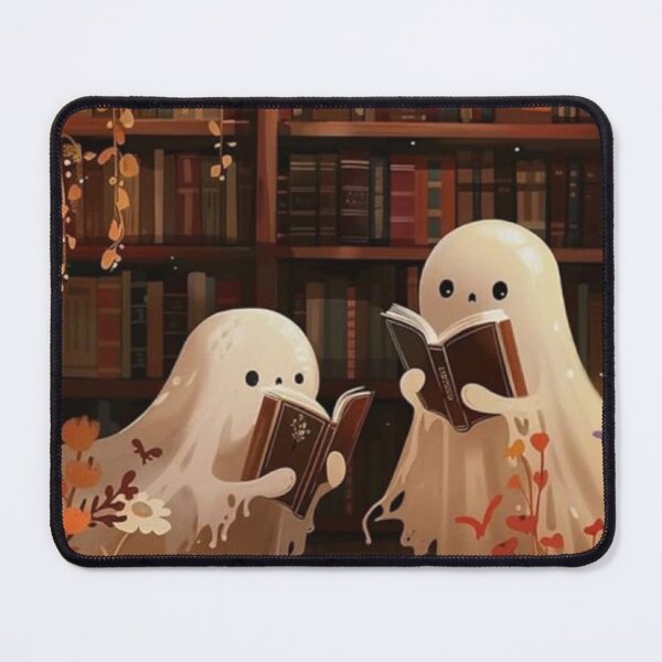 Item preview, Cute Ghosts Reading Books in Library — Cozy Autumn Halloween Art designed and sold by LYAN-STORE.