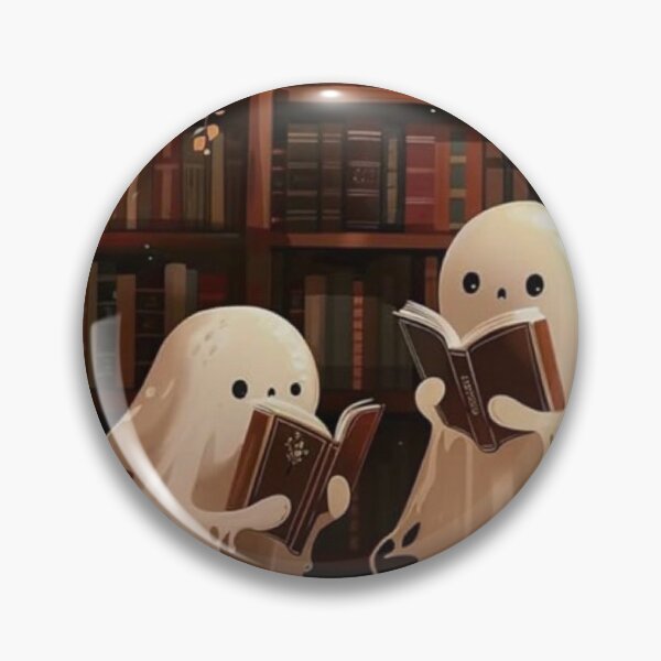 Item preview, Cute Ghosts Reading Books in Library — Cozy Autumn Halloween Art designed and sold by LYAN-STORE.