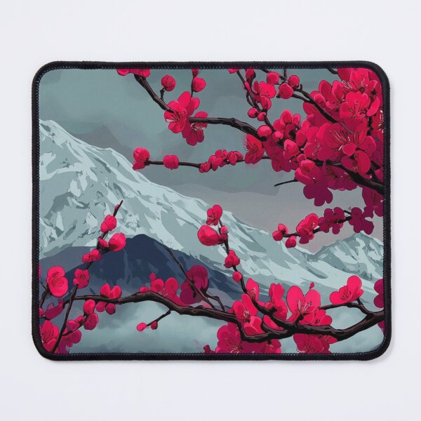 Item preview, Japanese Red Plum Blossom and Snow Fuji Mountain — Cherry Sakura Landscape designed and sold by LYAN-STORE.