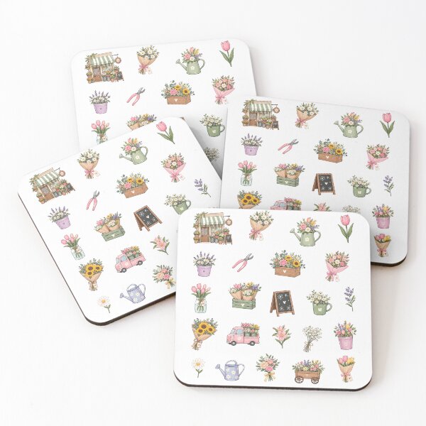 Item preview, Cute Pastel Flower Shop and Watercolor Floral Illustration Sheet designed and sold by Rehnair.