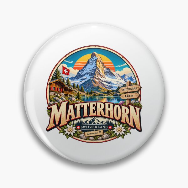 Item preview, Matterhorn Switzerland – Swiss Alps Mountain World Retro Design designed and sold by Wandervogel123.