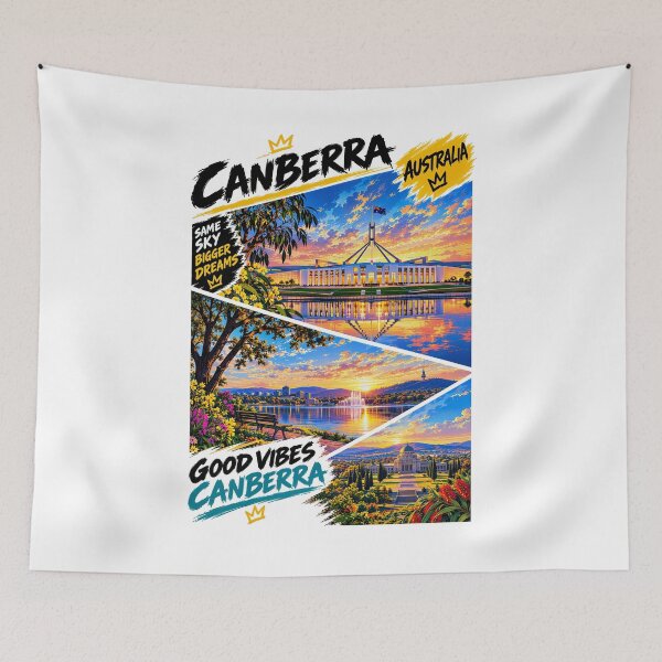 Aperçu de l'œuvre Canberra, Australie : là où les rêves touchent le ciel créée et vendue par KLERIKSTORE.
