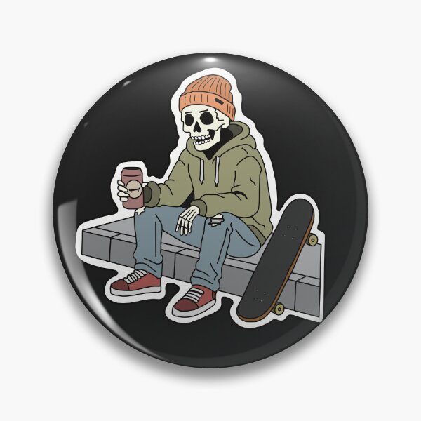 Item preview, Grunge skater skeleton drinking soda on ledge with a skateboard  designed and sold by EDimension.