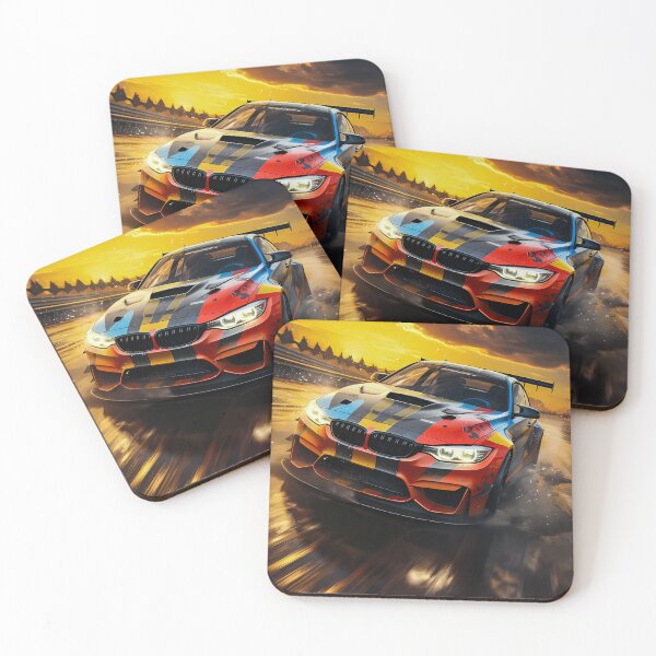 Item preview, Colorful Racing Car Drifting at Golden Sunset designed and sold by RevUpDesign.