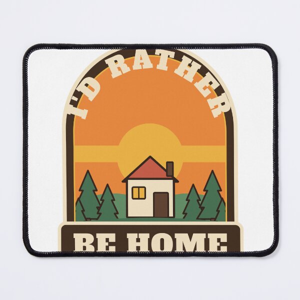 Item preview, I'd Rather Be Home - Retro Cabin Sunset Badge designed and sold by Playful Paper Club.