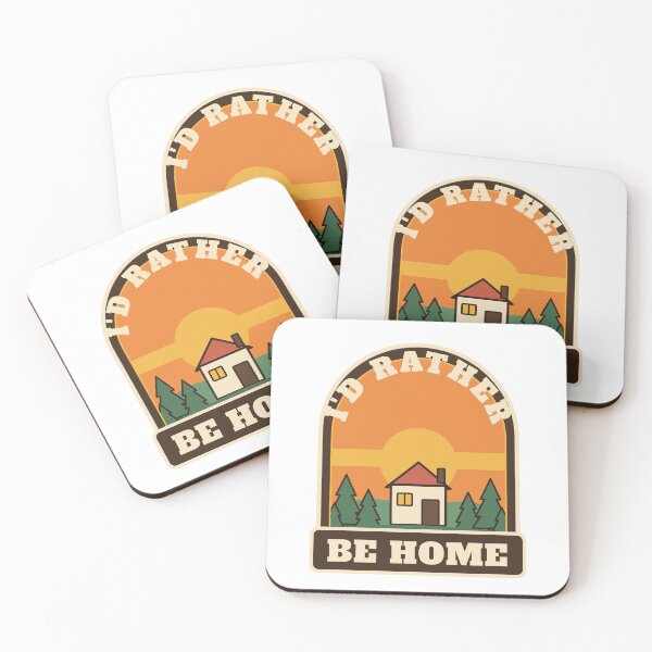 Item preview, I'd Rather Be Home - Retro Cabin Sunset Badge designed and sold by Playful Paper Club.