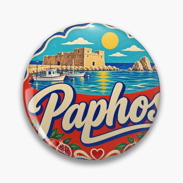 Aperçu de l'œuvre Paphos, Chypre, souvenir de voyage : panneau méditerranéen peint créée et vendue par VisualArtsOasis.
