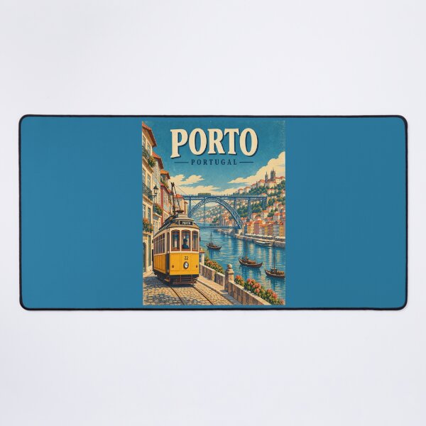 Item preview, Porto Portugal Vintage Travel Poster – Tram, Douro River & Dom Luís I Bridge designed and sold by Globalcitytees.
