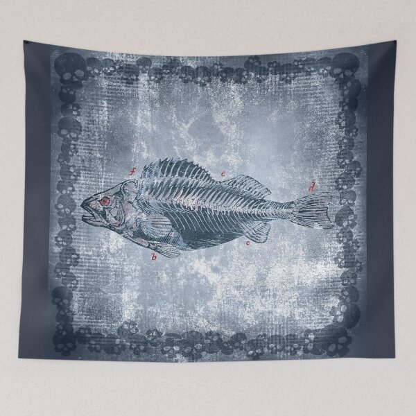 Item preview, Vintage Fish Blue Skeleton Anatomy Diagram Specimen Bones designed and sold by Ghoul Enterprises.