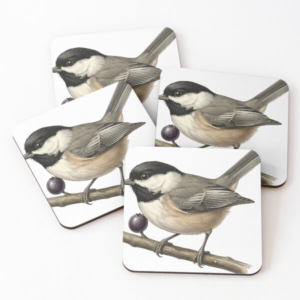Item preview, Vintage Naturalist Chickadee on a Berry Branch — Antique Bird Art designed and sold by Catch333.