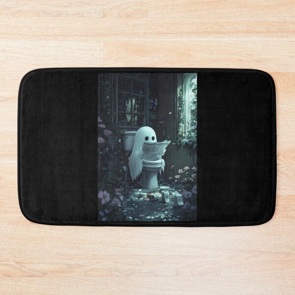 Item preview, Reading Ghost on Toilet Poster – Cute Ghost Reading Newspaper Night Bathroom Wall Art Funny Halloween Spooky Print Whimsical Ghost Toilet Decor designed and sold by CanvasFuse.