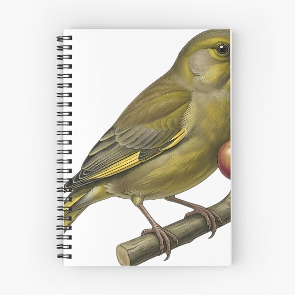 Item preview, Vintage Naturalist Greenfinch on a Berry Branch — Antique Finch Art designed and sold by Catch333.