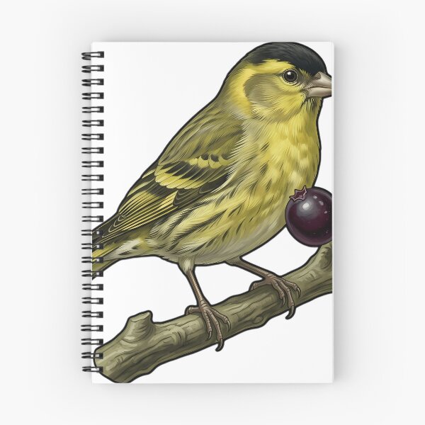 Item preview, Vintage Naturalist Siskin on a Berry Branch — Antique Finch Art designed and sold by Catch333.