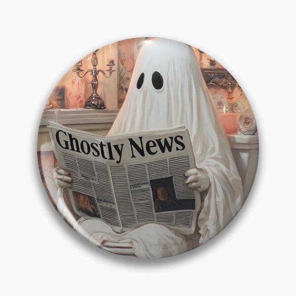 Item preview, Ghost Reading Ghostly News on Toilet Poster – Cute Ghost Bathroom Wall Art Funny Halloween Spooky Print Floral Vintage Ghost Toilet Decor designed and sold by zoes-cott.