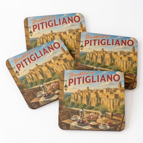 Item preview, Breakfast in Pitigliano Italy – Vintage Travel Poster designed and sold by LSVart.