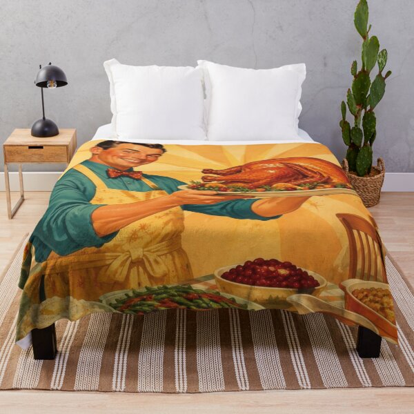 Item preview, Vintage man with holiday roast turkey in kitchen designed and sold by Mauswohn.