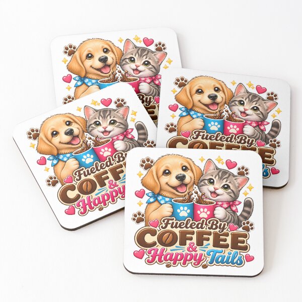 Item preview, Fueled by Coffee & Happy Tails – Cute Dog & Cat Coffee Lover Design designed and sold by Bettybee00.