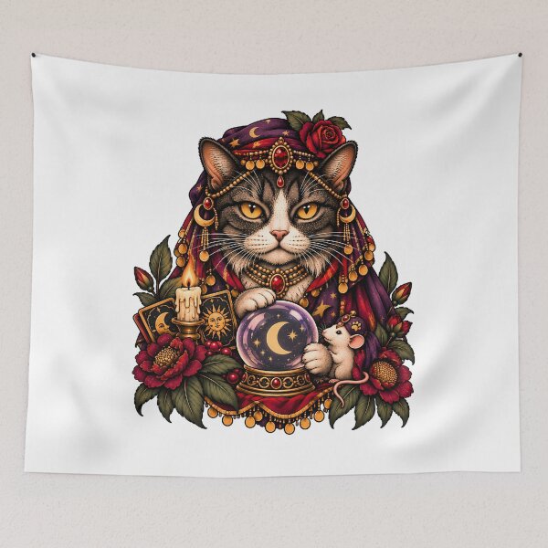 Item preview, Fortune Teller Cat Vintage Circus Crystal Ball designed and sold by Old's Cool Cat Studio.