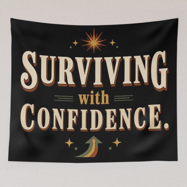 Item preview, Surviving with Confidence. | Funny Self-Deprecating & Empowering Retro Typography designed and sold by Irene Catchmind.