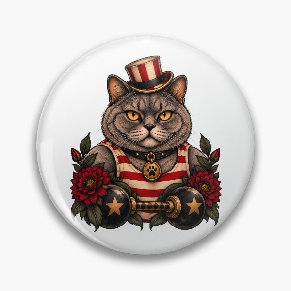 Item preview, Strongman Cat Vintage Circus Barbell designed and sold by Old's Cool Cat Studio.