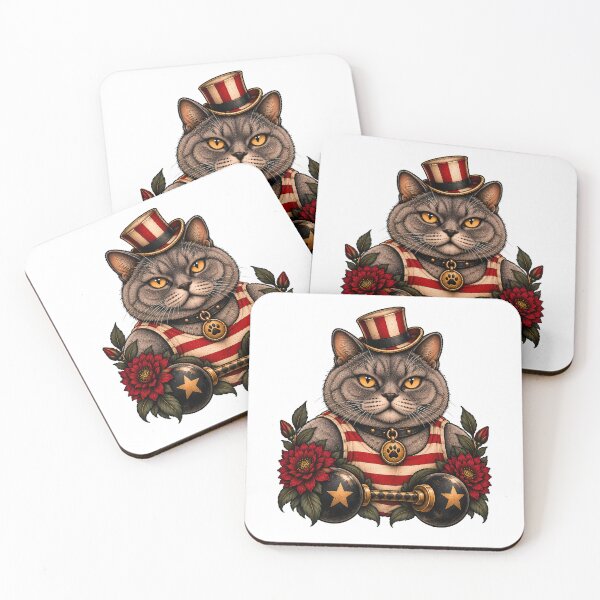 Item preview, Strongman Cat Vintage Circus Barbell designed and sold by Old's Cool Cat Studio.