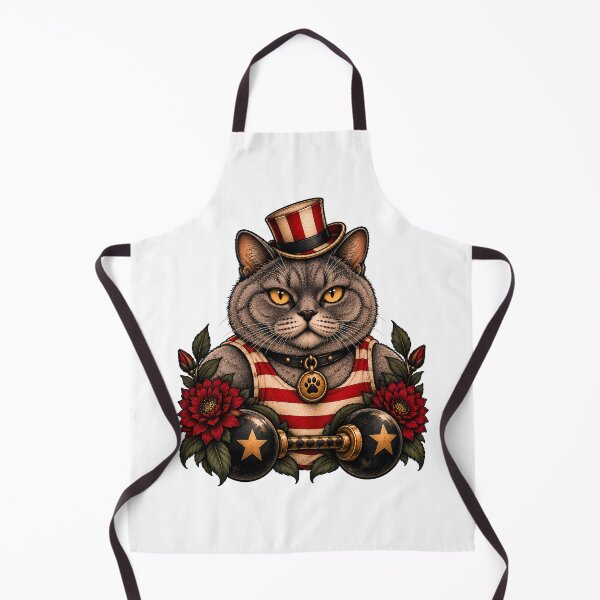 Item preview, Strongman Cat Vintage Circus Barbell designed and sold by Old's Cool Cat Studio.