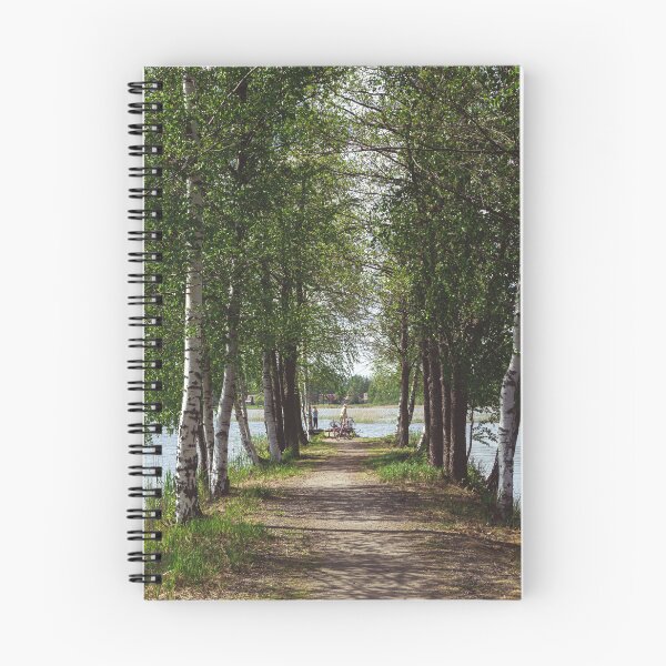 Item preview, Tree-Lined Pathway Beside Lake With Birch Trees    designed and sold by Reillyont.