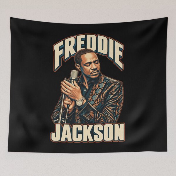 Artikelvorschau, Freddie Jackson gemusterte Jacke Mikrofon emotionale Nahaufnahme entworfen und verkauft von Dr-Hulk-Grock.
