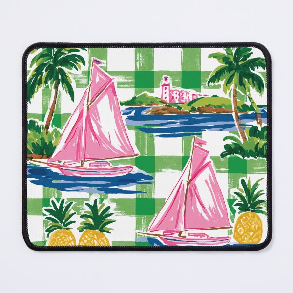 Item preview, Pink Boat Green Madras Pattern Design designed and sold by RichardRags.