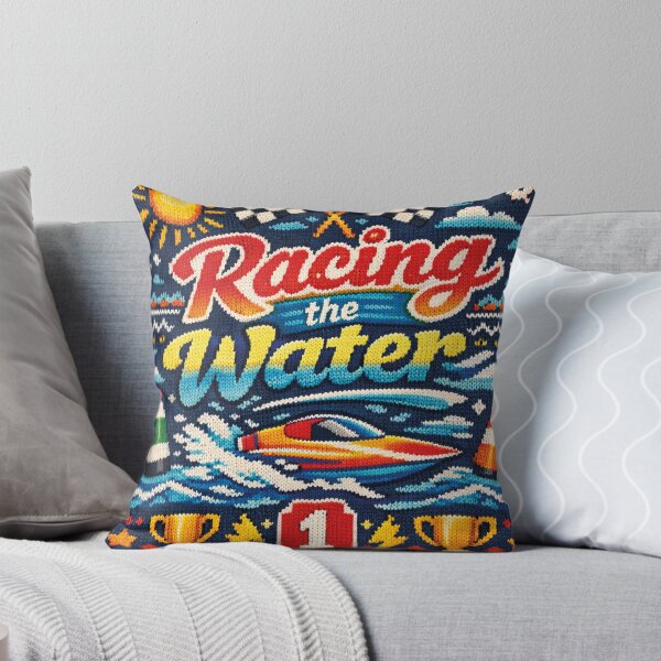 Item preview, Racing The Water, cool racing boat, knitting pattern for racing fans designed and sold by Mauswohn.