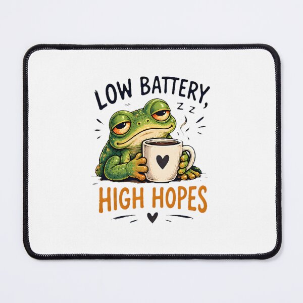 Item preview, Low Battery High Hopes Coffee Frog Tired Morning Aesthetic designed and sold by Pyt27.