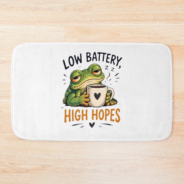 Item preview, Low Battery High Hopes Coffee Frog Tired Morning Aesthetic designed and sold by Pyt27.
