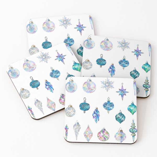 Item preview, Watercolor Christmas & Winter Holiday Glass Ornaments Set Postcard & Sticker - Festive Magic Art designed and sold by asumintjapan1.