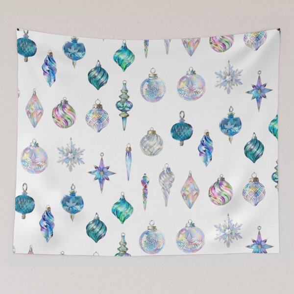 Item preview, Watercolor Christmas & Winter Holiday Glass Ornaments Set Postcard & Sticker - Festive Magic Art designed and sold by asumintjapan1.