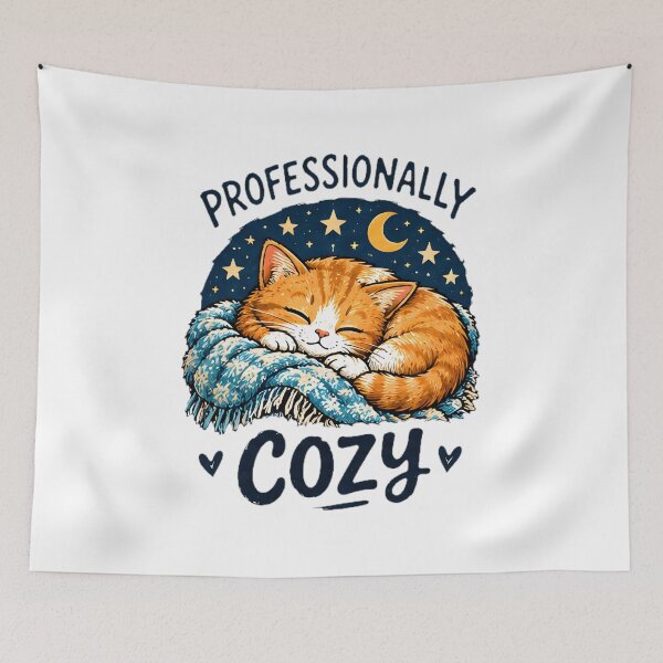 Item preview, Professionally Cozy Sleeping Ginger Cat Blue Blanket Night Sky designed and sold by Pyt27.