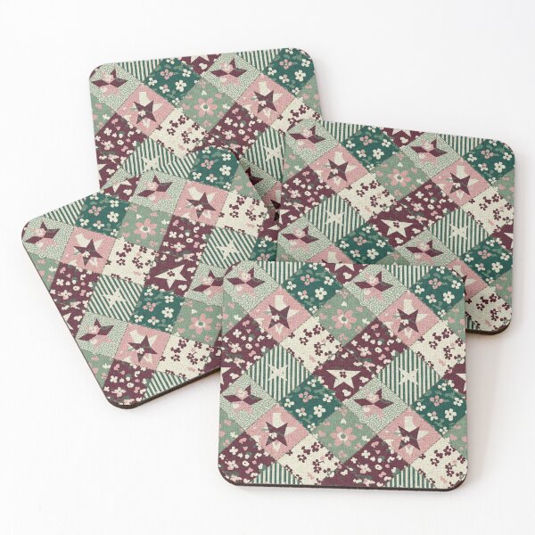Item preview, Vintage Patchwork Quilt Pattern With Stars And Floral Cottagecore Aesthetic Design designed and sold by SedaMythica.