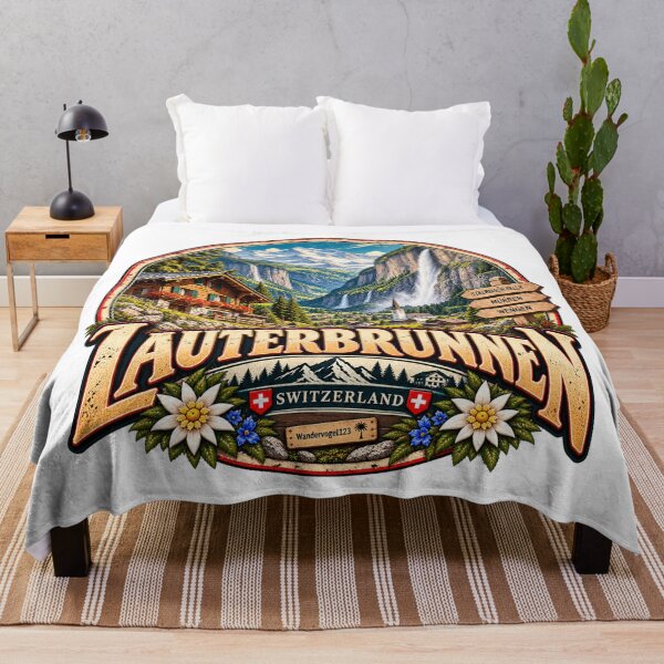 Item preview, Lauterbrunnen, Switzerland – Staubbach Falls, Swiss Alps, Vintage Design designed and sold by Wandervogel123.