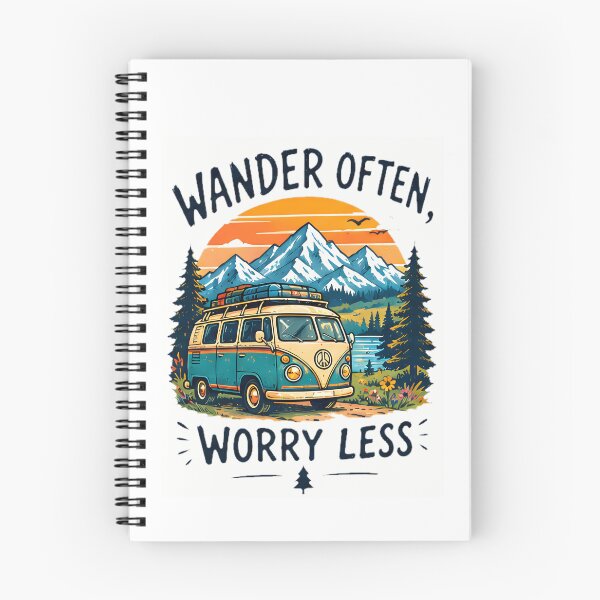 Item preview, Wander Often Worry Less Vintage Camper Van Mountain Sunset designed and sold by Pyt27.