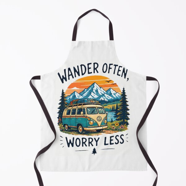Item preview, Wander Often Worry Less Vintage Camper Van Mountain Sunset designed and sold by Pyt27.