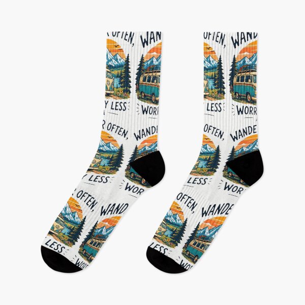 Item preview, Wander Often Worry Less Vintage Camper Van Mountain Sunset designed and sold by Pyt27.