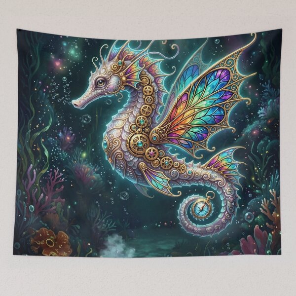 Item preview, Steampunk Seahorse – Enchanted Underwater Wanderer designed and sold by nicky2342.