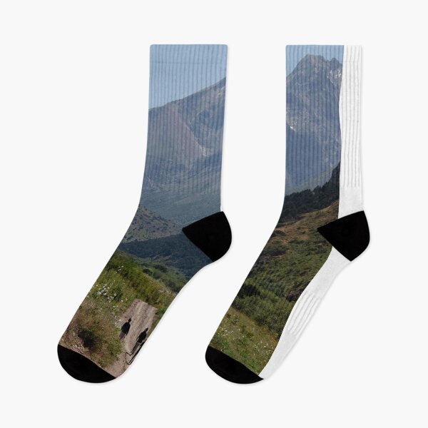 Item preview, Hikers Walking On Mountain Trail Toward Peaks designed and sold by Squikale.