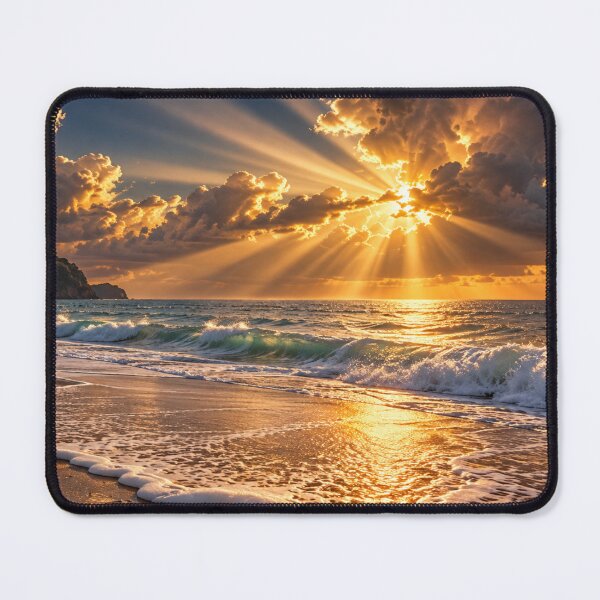 Item preview, Dramatic Golden Sunset Ocean Waves and Radiant Sunbeams designed and sold by Wild Bloom Paws.