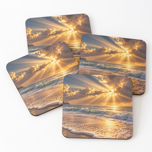 Item preview, Dramatic Golden Sunset Ocean Waves and Radiant Sunbeams designed and sold by Wild Bloom Paws.