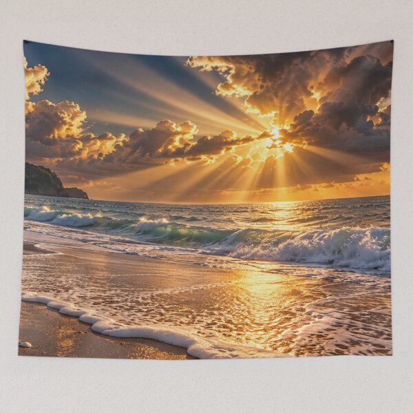 Item preview, Dramatic Golden Sunset Ocean Waves and Radiant Sunbeams designed and sold by Wild Bloom Paws.
