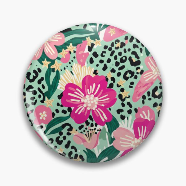 Item preview, Pink Floral Leopard Print With Stars Aesthetic Pattern Design designed and sold by SedaMythica.