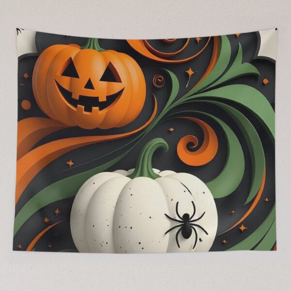 Item preview, Paper Cut Halloween Pumpkins and Spiders — 3D Swirl Art designed and sold by LYAN-STORE.