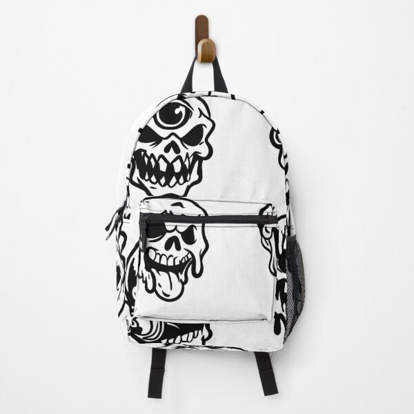 Artikelvorschau, Aufkleberpaket „Edgy Skulls“ – Schwarz-weiße Lowbrow-Graffiti-Linienkunst entworfen und verkauft von LYAN-STORE.