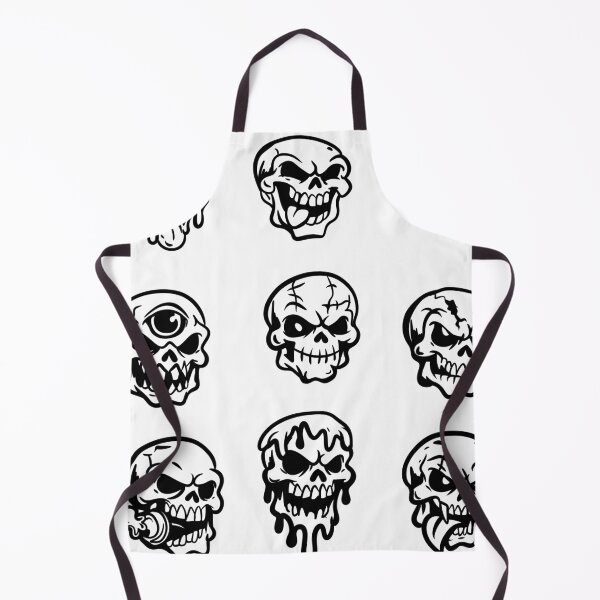 Artikelvorschau, Aufkleberpaket „Edgy Skulls“ – Schwarz-weiße Lowbrow-Graffiti-Linienkunst entworfen und verkauft von LYAN-STORE.